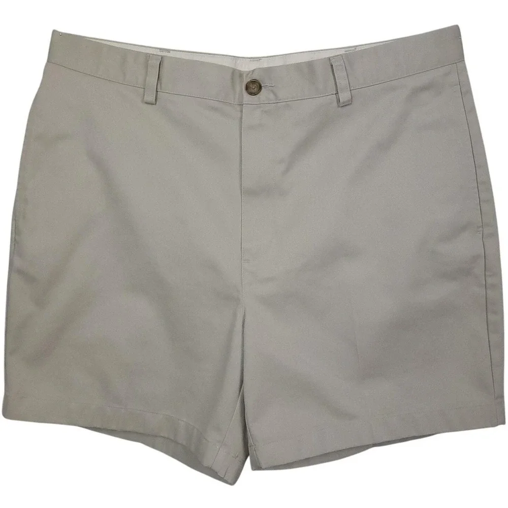 L.L.Bean Mens Wrinkle-Free Double L Chino Shorts Sz 35 Khaki Preppy Golf 215650